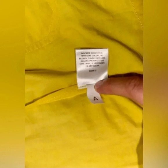 Eileen Fisher Jacket Medium Womens Yellow Anorak Rain Coat Full Zip High Collar - Picture 11 of 12